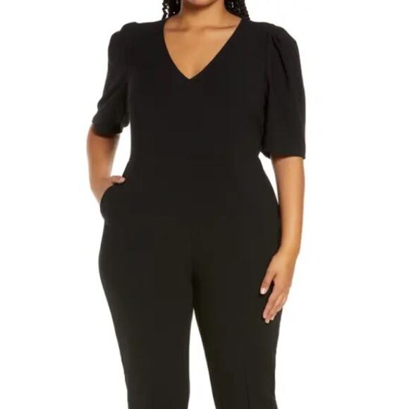 Chelsea 28 Women’s 2X Jumpsuit Black Minimalist Office New Pockets Stretch - Picture 1 of 15